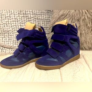 Isabel Marant Bekett High Top Wedge Sneaker. Royal Bkue Size 39